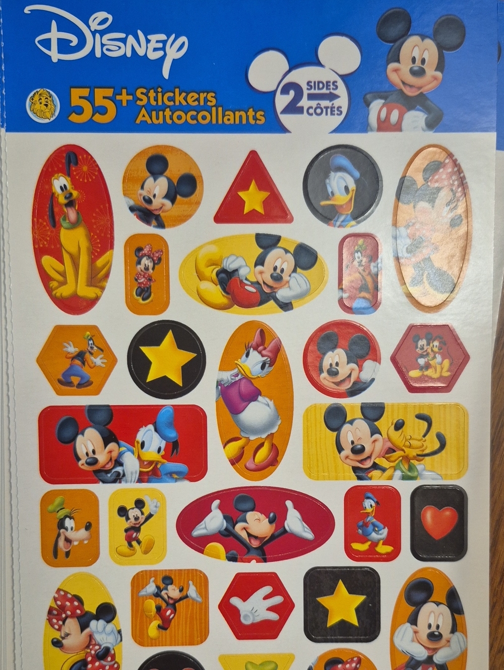 Disney Mickey & Friends Sticker Sheet - Red, Yellow, Black, Blue